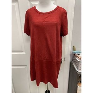 Very Good Used condition olivaceous suede dress